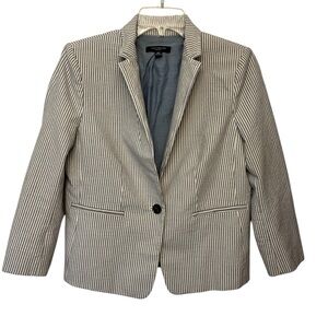 Women's Striped Blazer - Blue and White